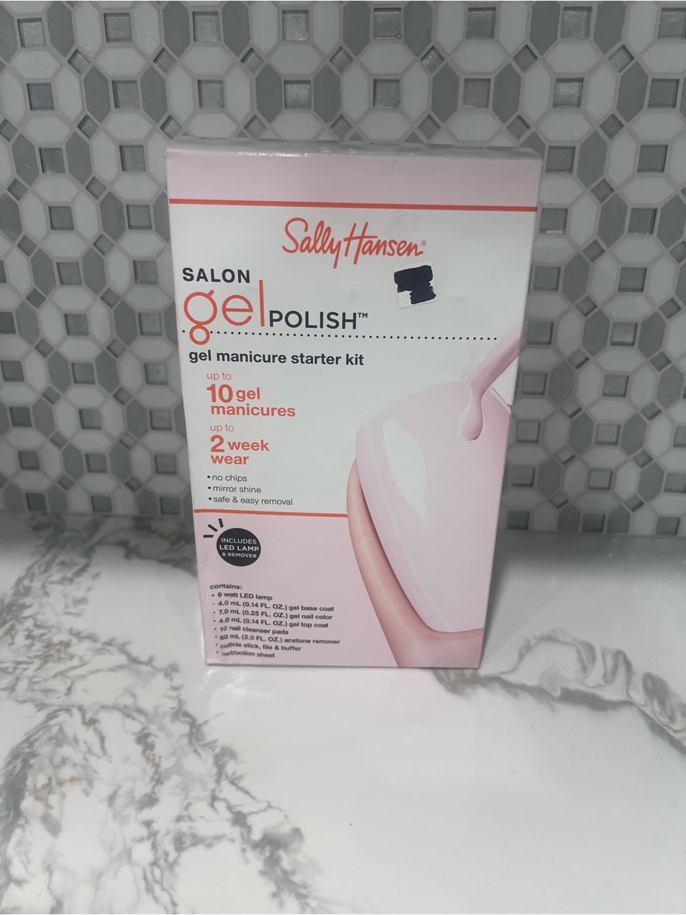 NEW Sally Hansen Salon Gel polish Manicure Kit with LED Lamp SHELL WE DANCE Pink